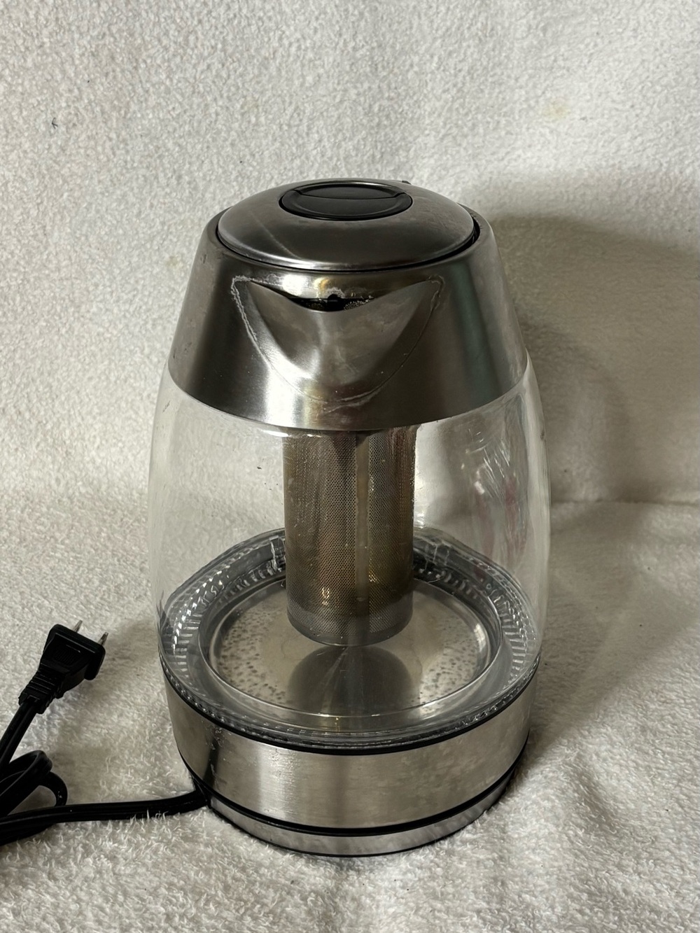 Electric Glass Tea Kettle with Stainless Accents - Silver